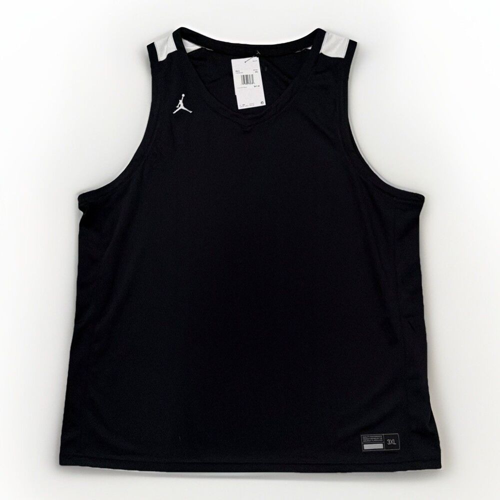 Jordan Overtime Basketball Jersey Tank Top Black White FQ5296 010 Men’s Size 3XL